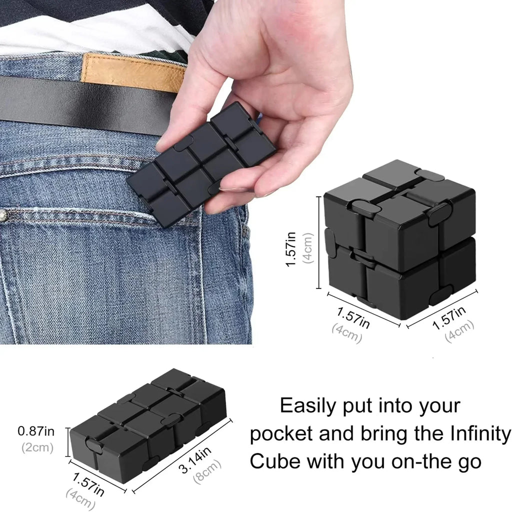 Durable alloy and plastic infinity cube fidget toy for stress relief