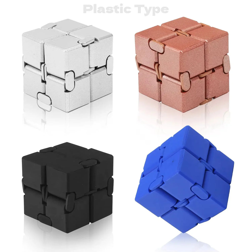 Durable alloy and plastic infinity cube fidget toy for stress relief