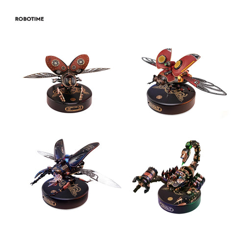 Emperor scorpion, beetle and golden coin turtle 3D plastic building block model sets