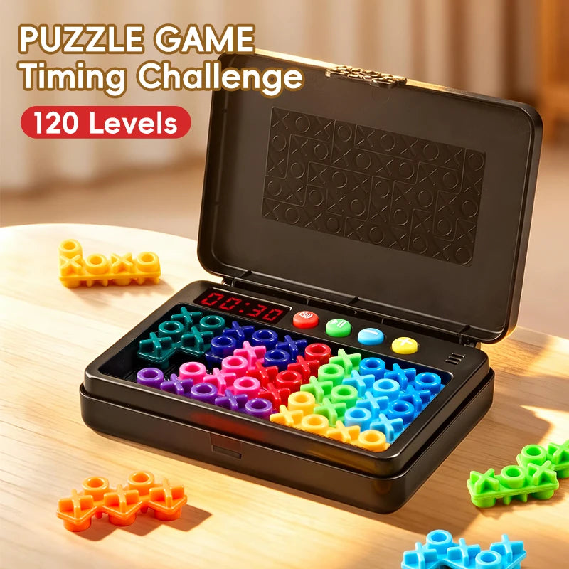 IQ logic puzzle game with 120 challenges and travel case, brain teaser