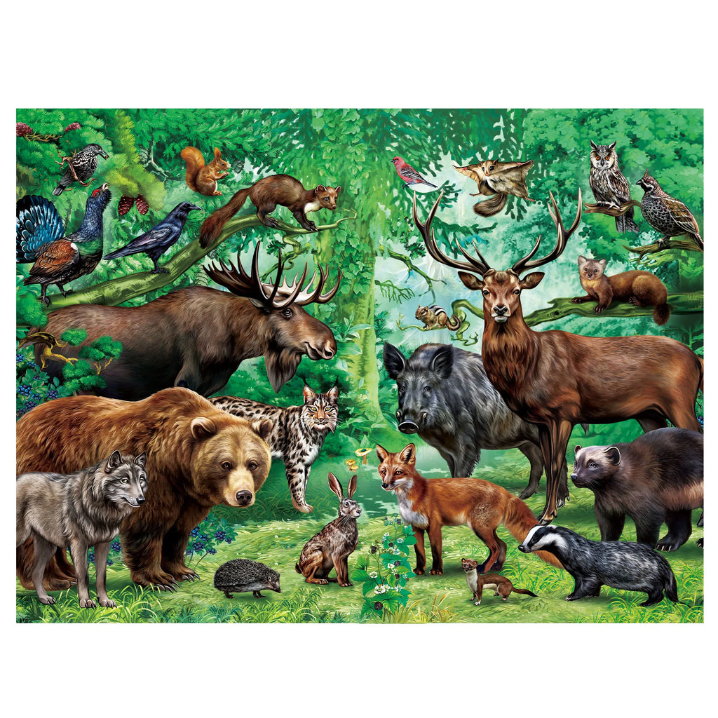 Double-sided 100-piece kids jigsaw puzzle featuring wild animals, educational 2-in-1 set