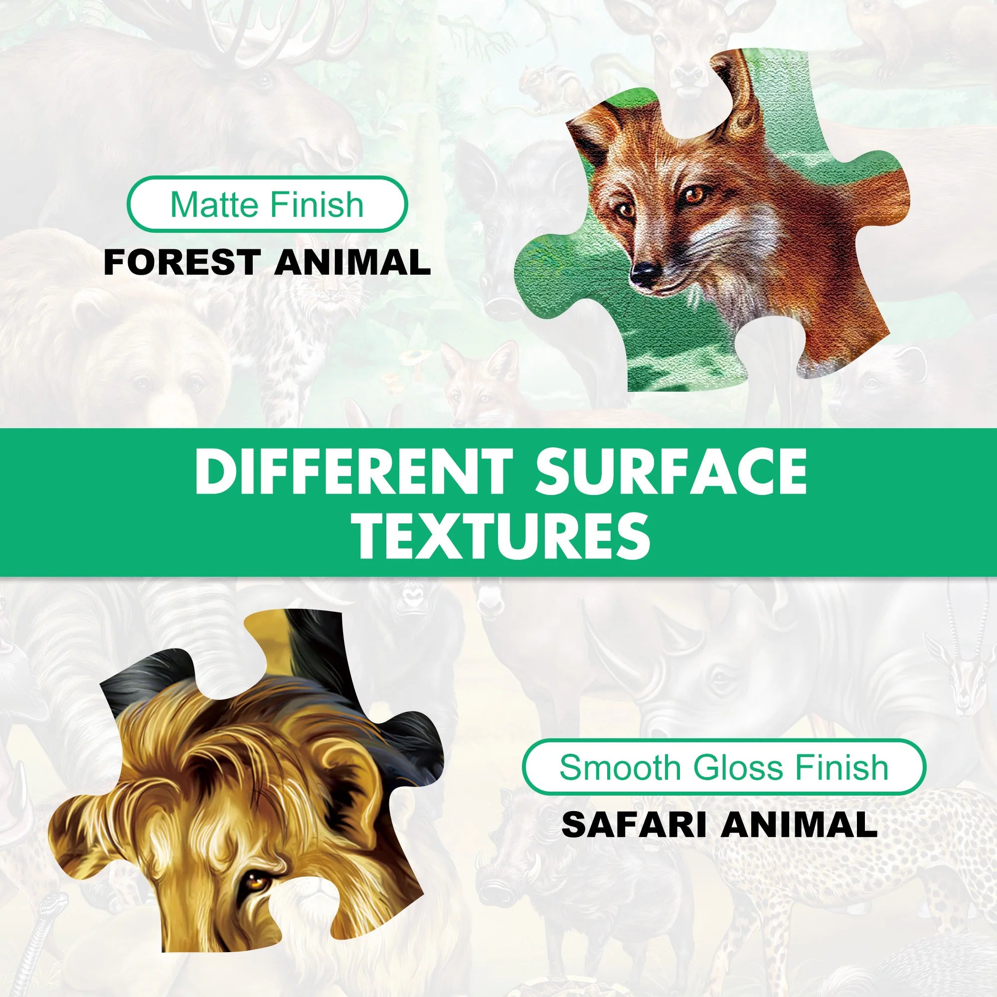 Double-sided 100-piece kids jigsaw puzzle featuring wild animals, educational 2-in-1 set
