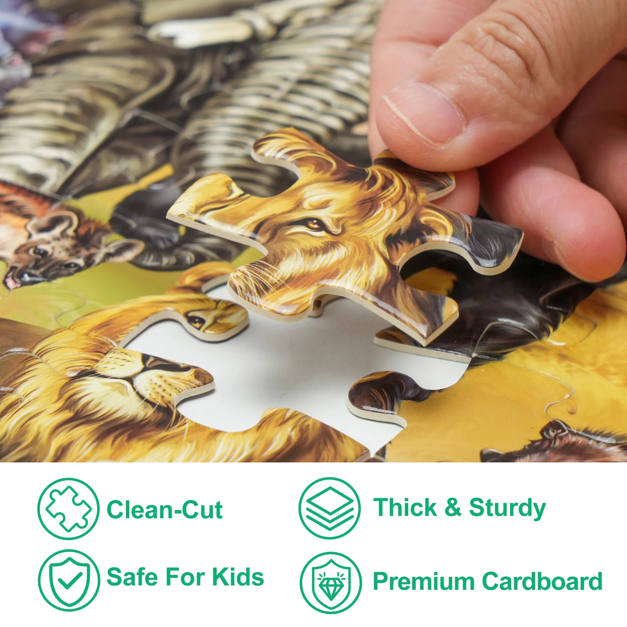 Double-sided 100-piece kids jigsaw puzzle featuring wild animals, educational 2-in-1 set