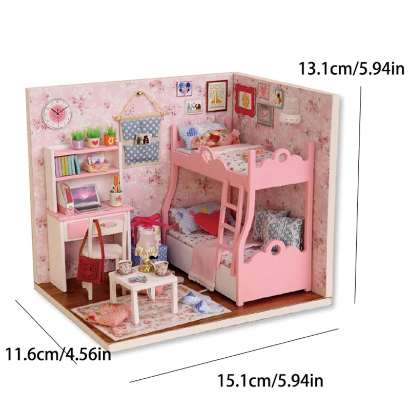 Kitten Dollhouse 3D Puzzle – Miniature Wooden Model Building Kit