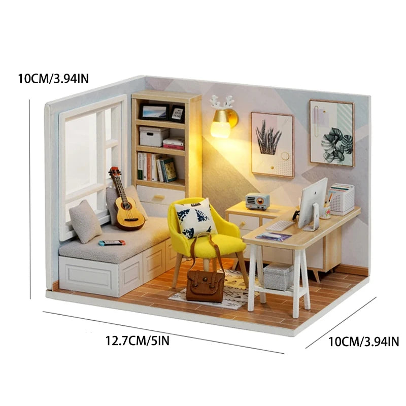 Kitten Dollhouse 3D Puzzle – Miniature Wooden Model Building Kit