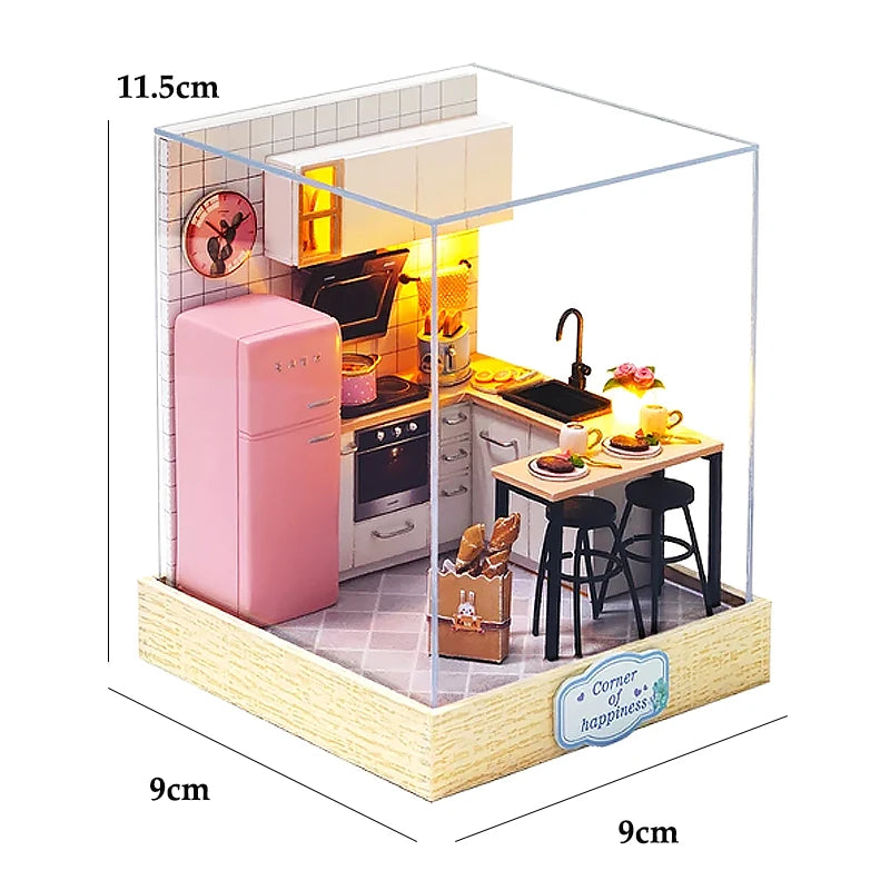 Kitten Dollhouse 3D Puzzle – Miniature Wooden Model Building Kit