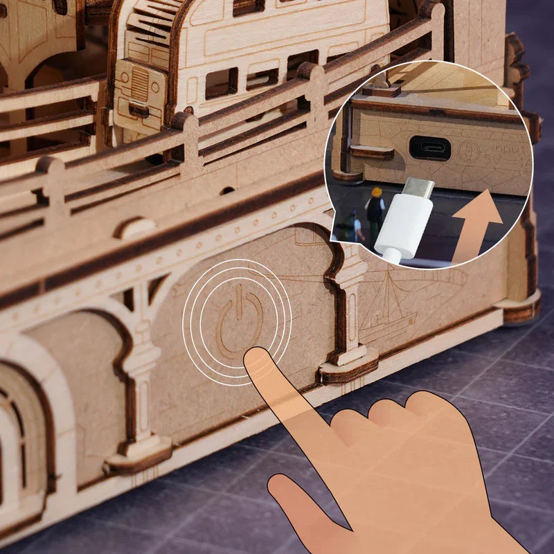 London city marble run kit, 3D landmark model with LED lights