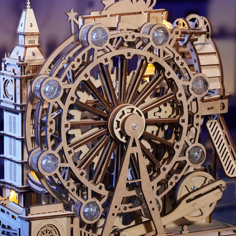 London city marble run kit, 3D landmark model with LED lights