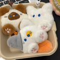 Cute long tail cat plush keychain cartoon bag charm with lobster clasp, soft pendant gift