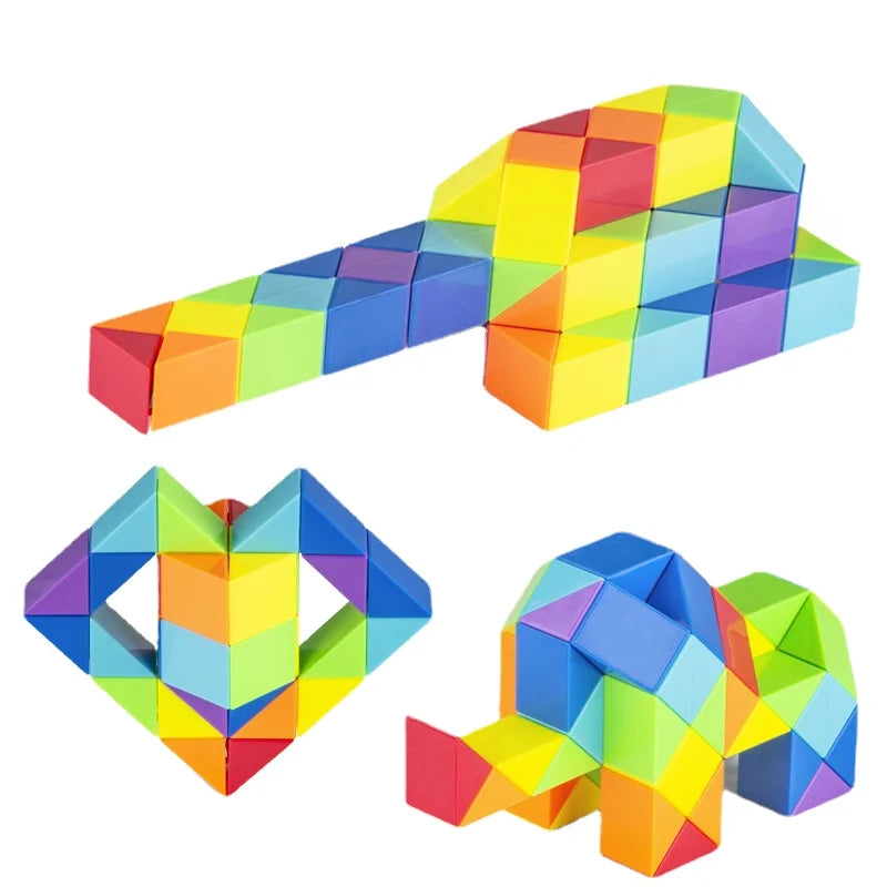 Colorful twisting magic snake puzzle fidget toy for teens and adults, screen-free stress relief