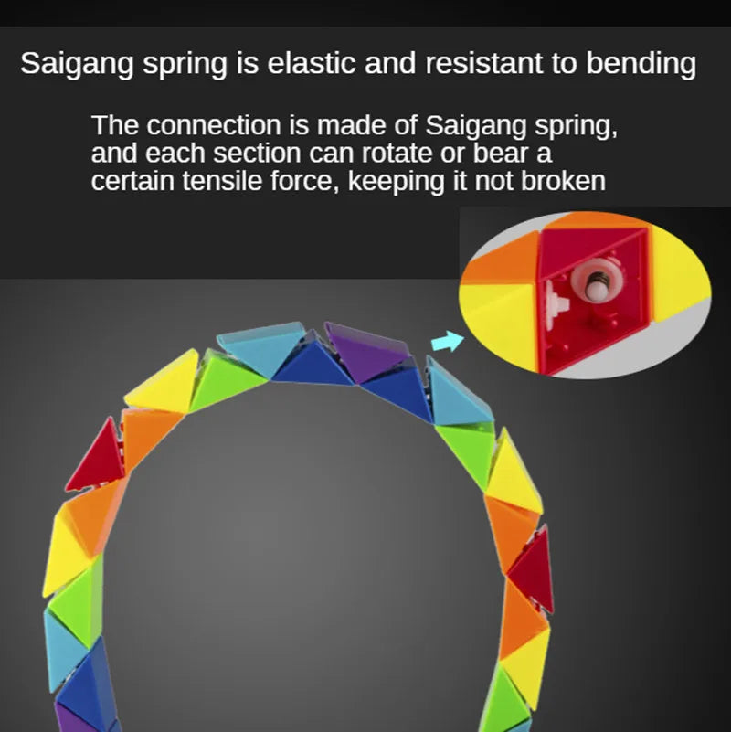 Colorful twisting magic snake puzzle fidget toy for teens and adults, screen-free stress relief
