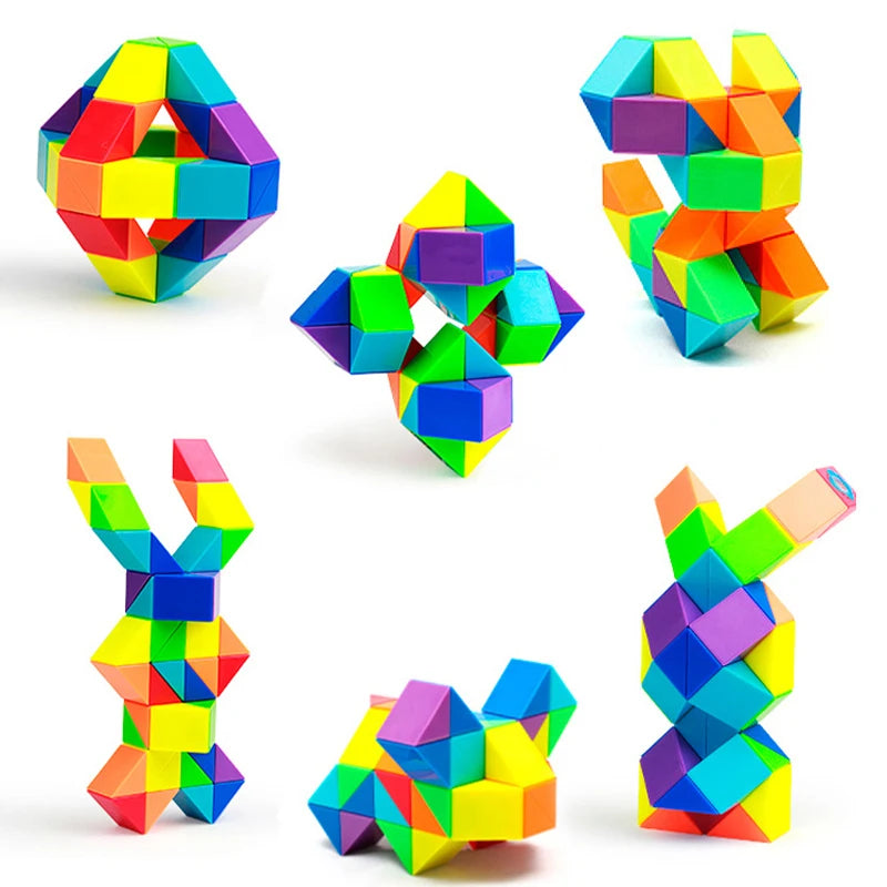 Colorful twisting magic snake puzzle fidget toy for teens and adults, screen-free stress relief