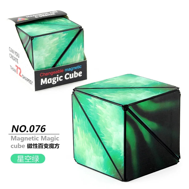 Geometric magnetic magic cube fidget toy, 3D hand flip anti-stress puzzle for kids and adults