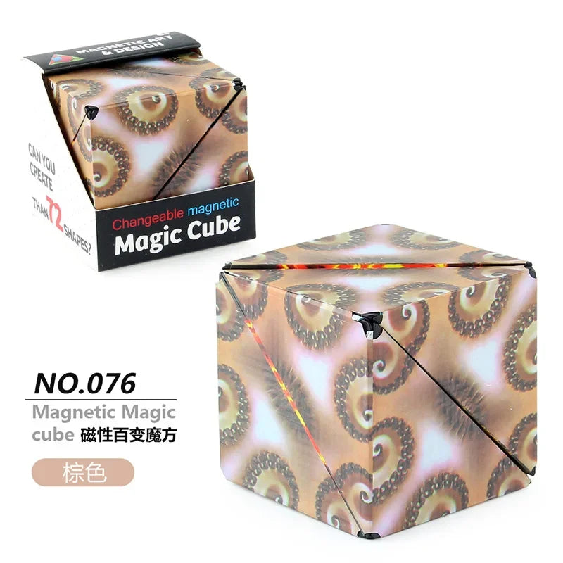 Geometric magnetic magic cube fidget toy, 3D hand flip anti-stress puzzle for kids and adults