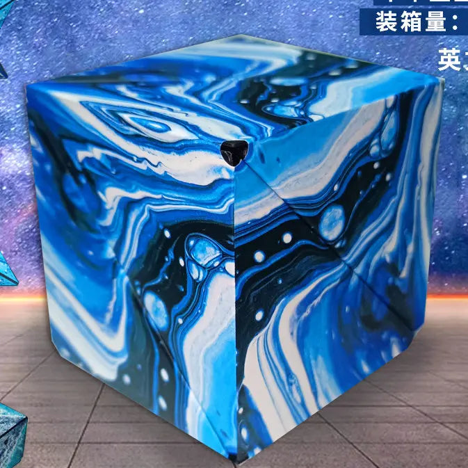 Geometric magnetic magic cube fidget toy, 3D hand flip anti-stress puzzle for kids and adults