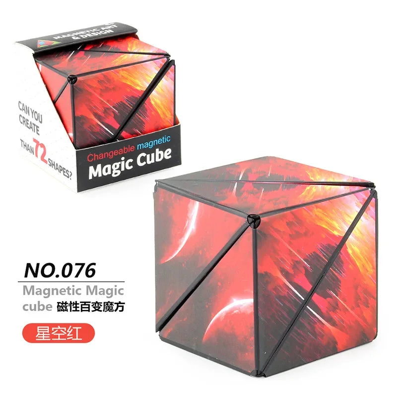 Geometric magnetic magic cube fidget toy, 3D hand flip anti-stress puzzle for kids and adults