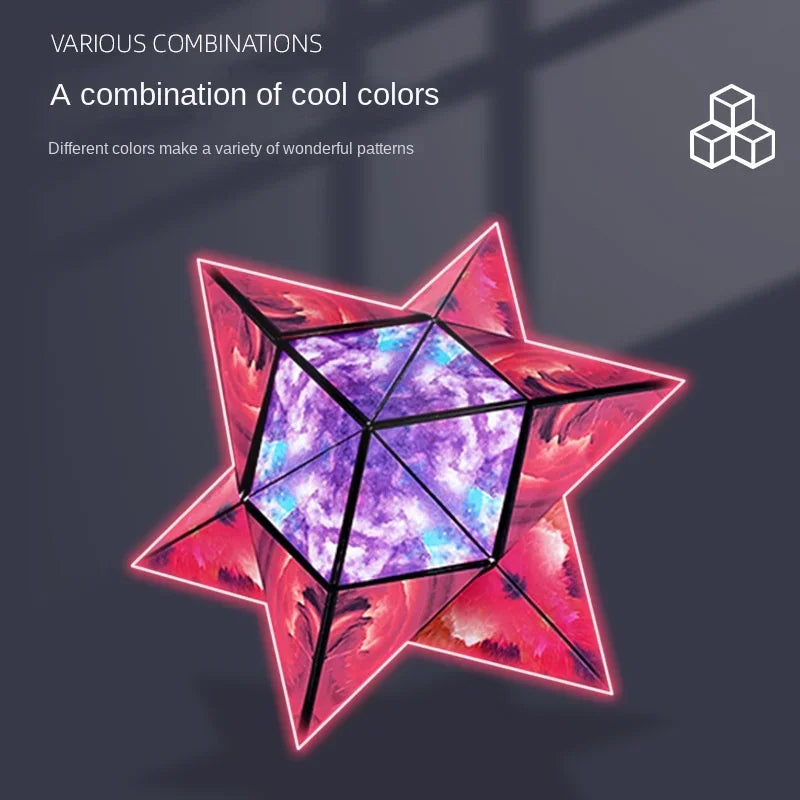 Geometric magnetic magic cube fidget toy, 3D hand flip anti-stress puzzle for kids and adults