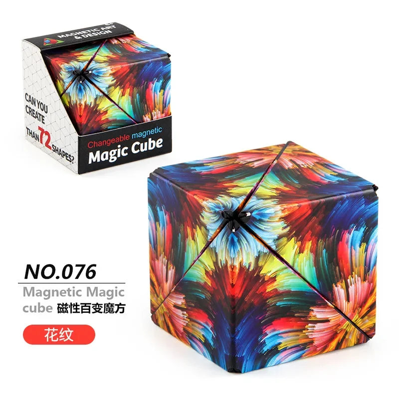 Geometric magnetic magic cube fidget toy, 3D hand flip anti-stress puzzle for kids and adults