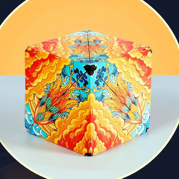 Geometric magnetic magic cube fidget toy, 3D hand flip anti-stress puzzle for kids and adults