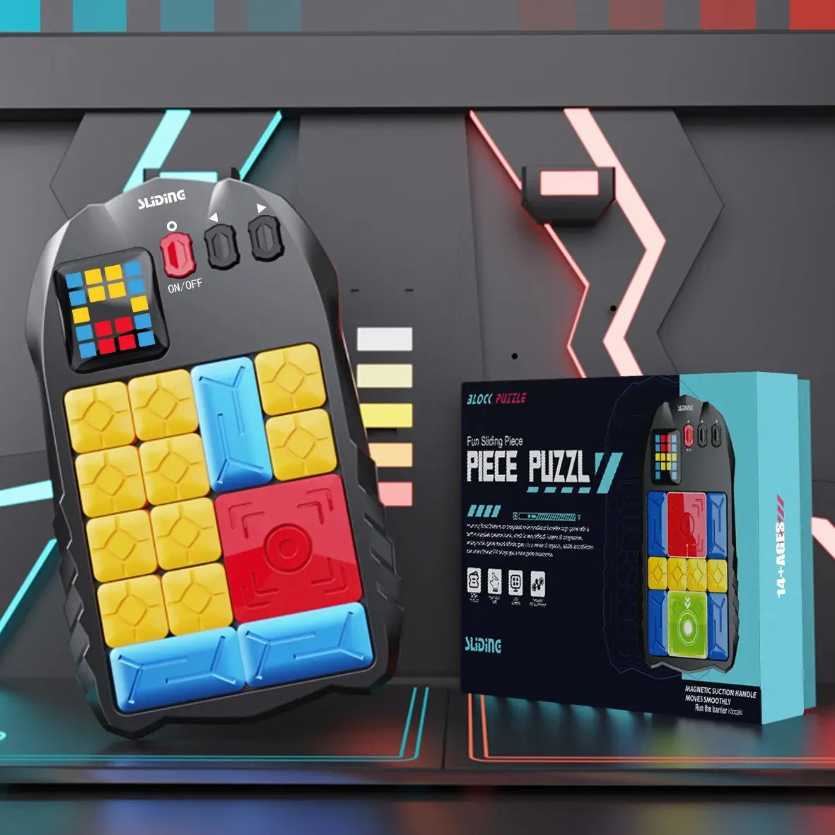 Magnetic sliding block puzzle board game, logic brain teaser for kids