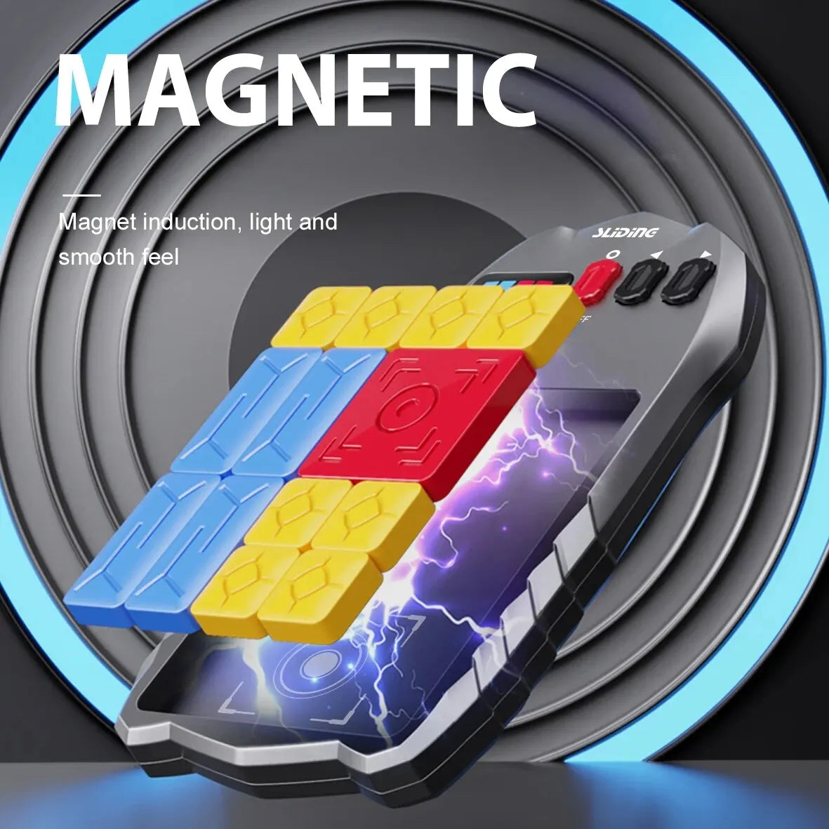 Magnetic sliding block puzzle board game, logic brain teaser for kids