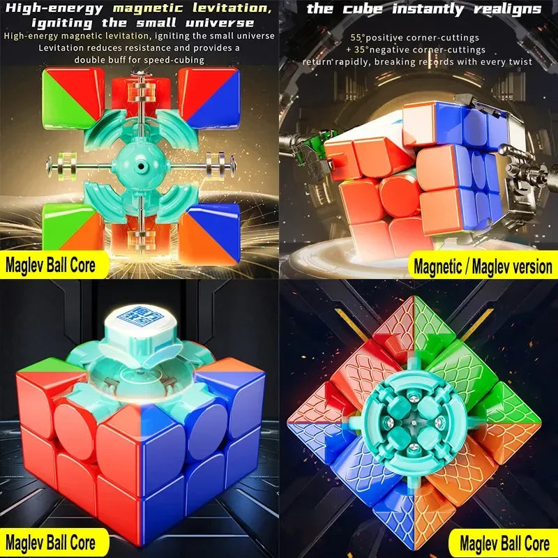 Magnetic 3x3 stickerless speed cube pro puzzle brain teaser fidget toy for all ages