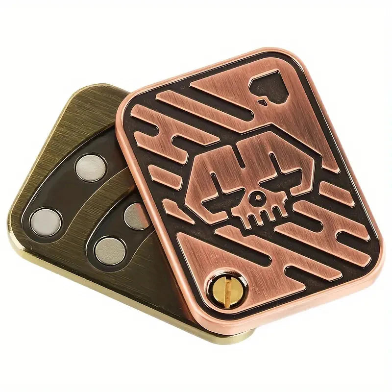 Metal skull magnetic push slider EDC fidget toy for stress relief