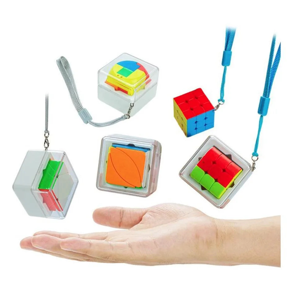 Mini 3x3 magic cube keychain stickerless puzzle brain teaser toy for kids