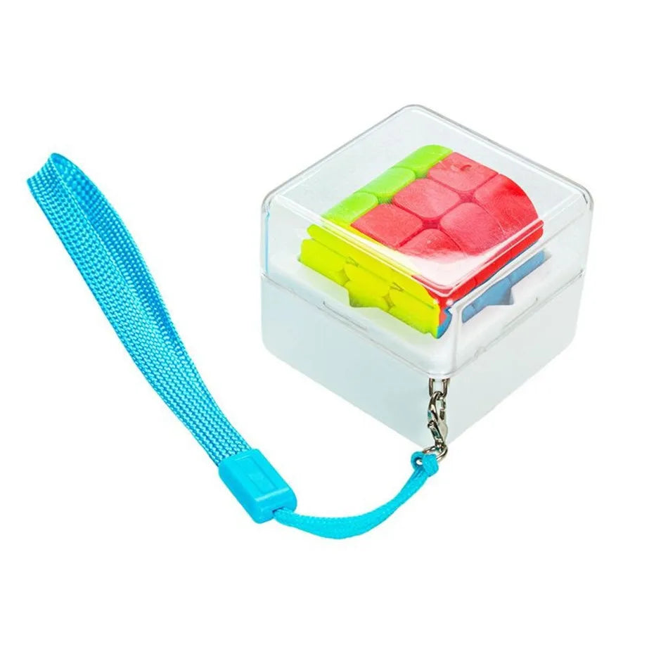 Mini 3x3 magic cube keychain stickerless puzzle brain teaser toy for kids