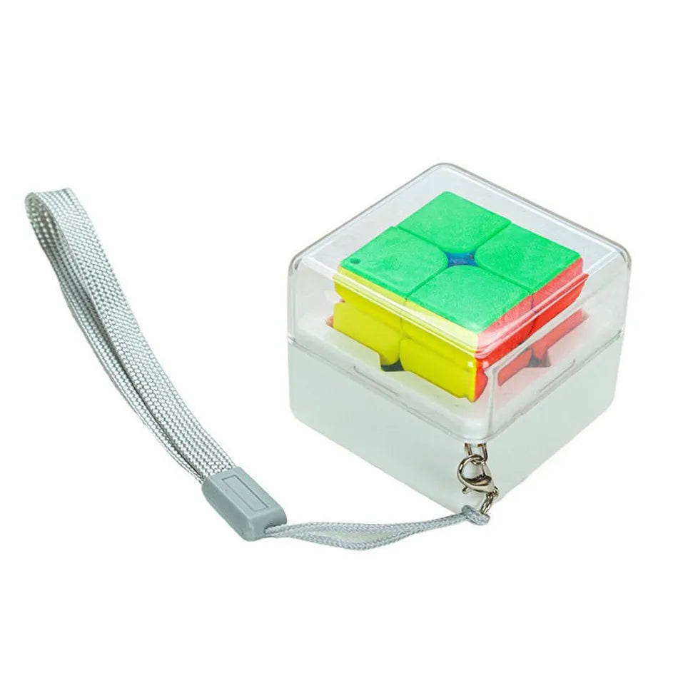Mini 3x3 magic cube keychain stickerless puzzle brain teaser toy for kids