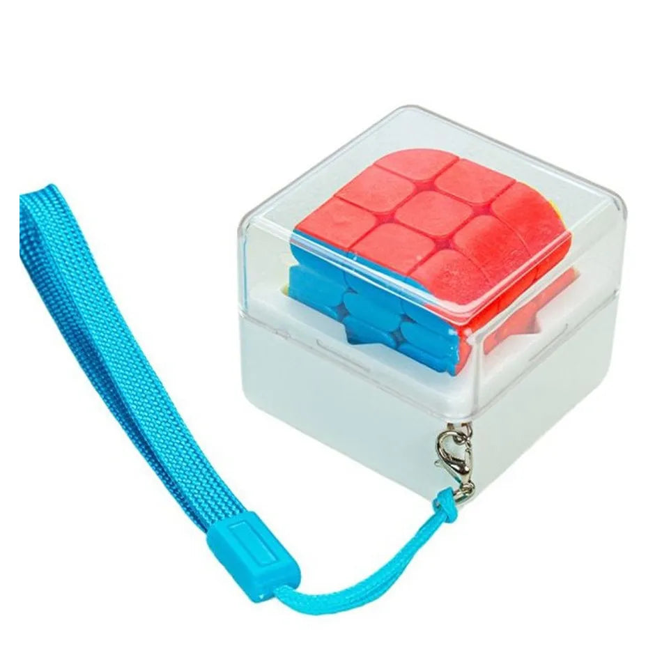 Mini 3x3 magic cube keychain stickerless puzzle brain teaser toy for kids