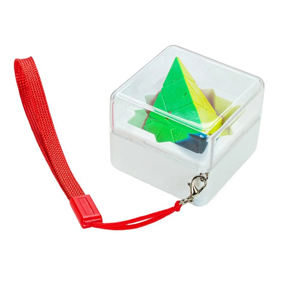 Mini 3x3 magic cube keychain stickerless puzzle brain teaser toy for kids