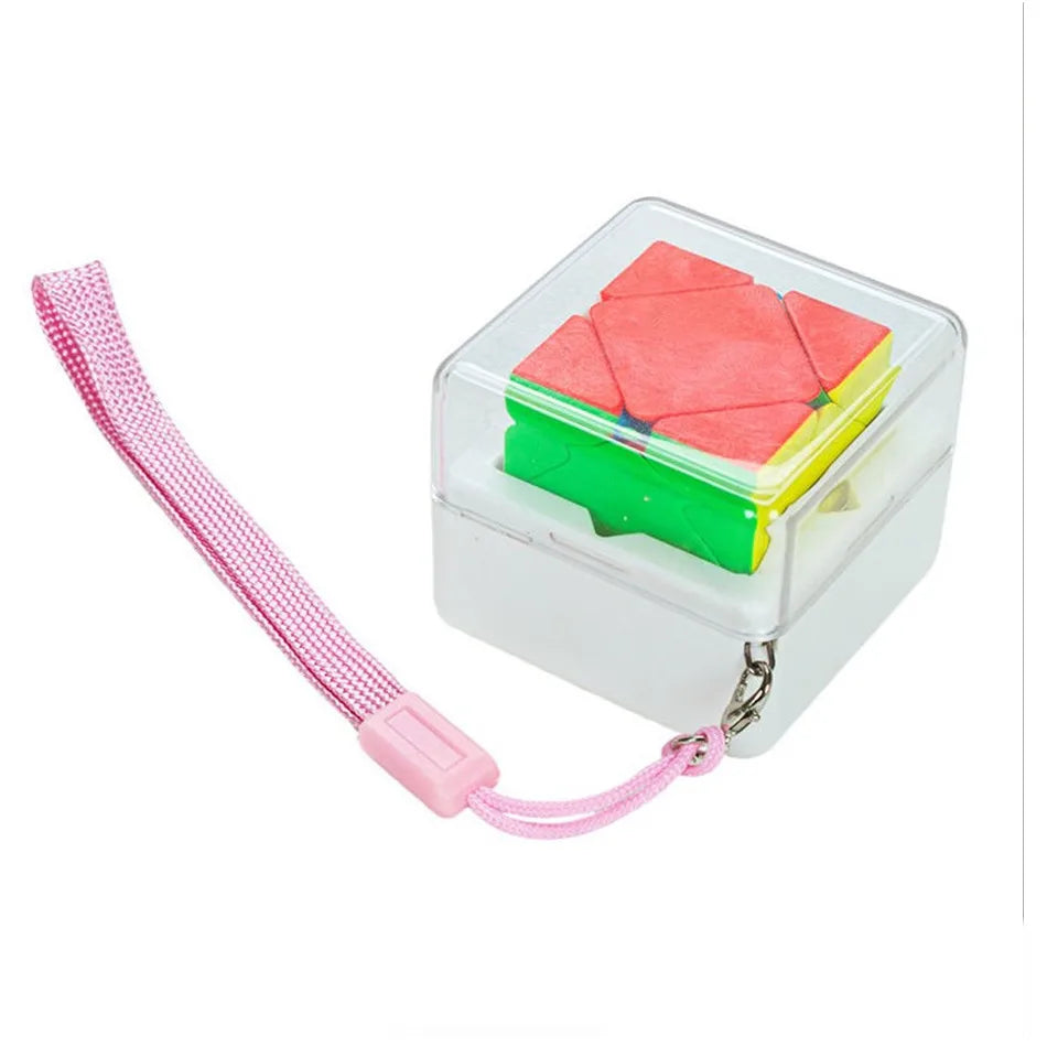 Mini 3x3 magic cube keychain stickerless puzzle brain teaser toy for kids