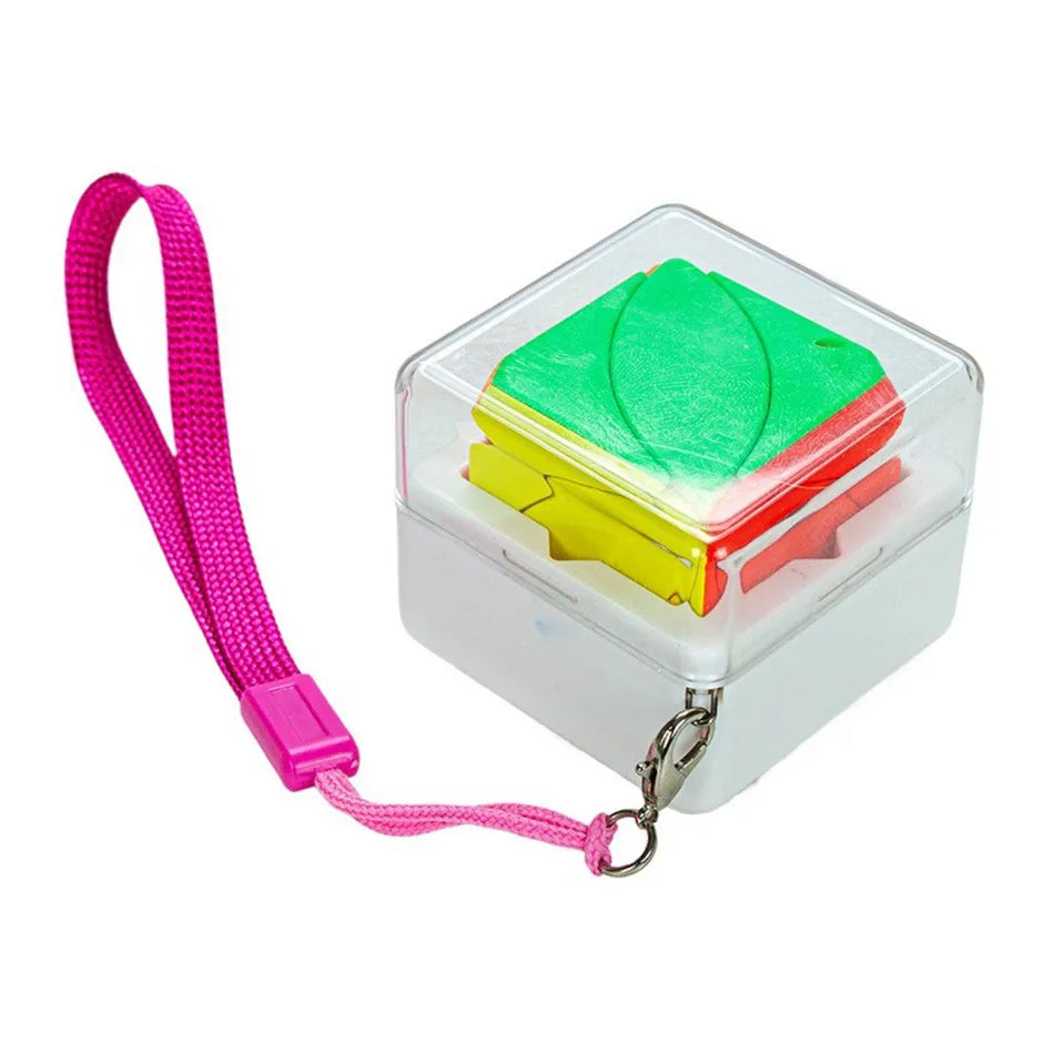Mini 3x3 magic cube keychain stickerless puzzle brain teaser toy for kids