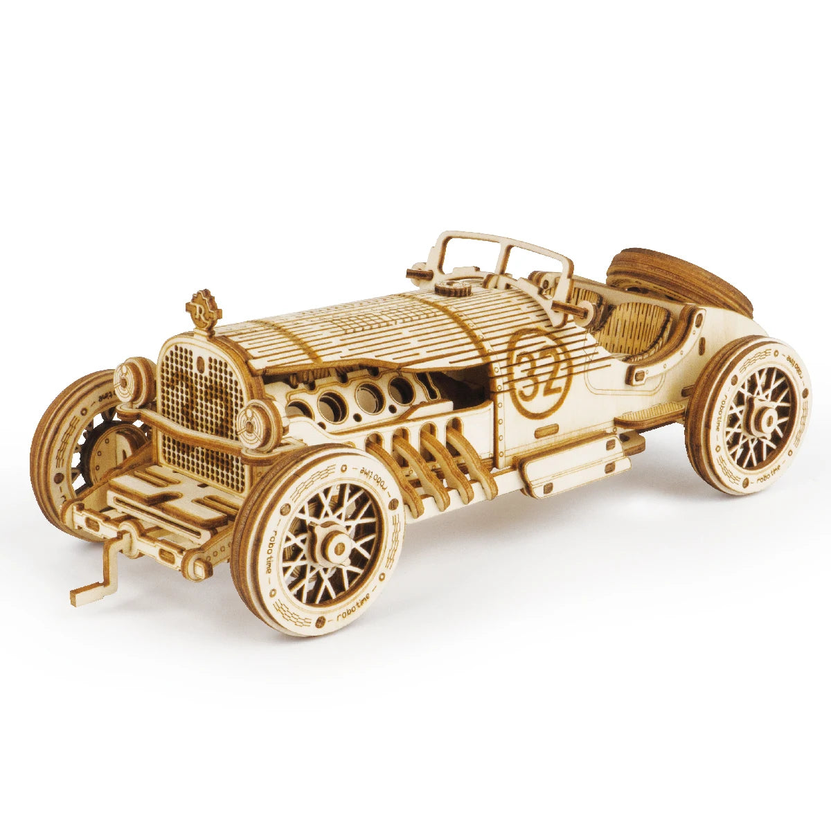 Movable steam train, car and jeep 3D wooden puzzle mechanical model kits, 1:80 scale