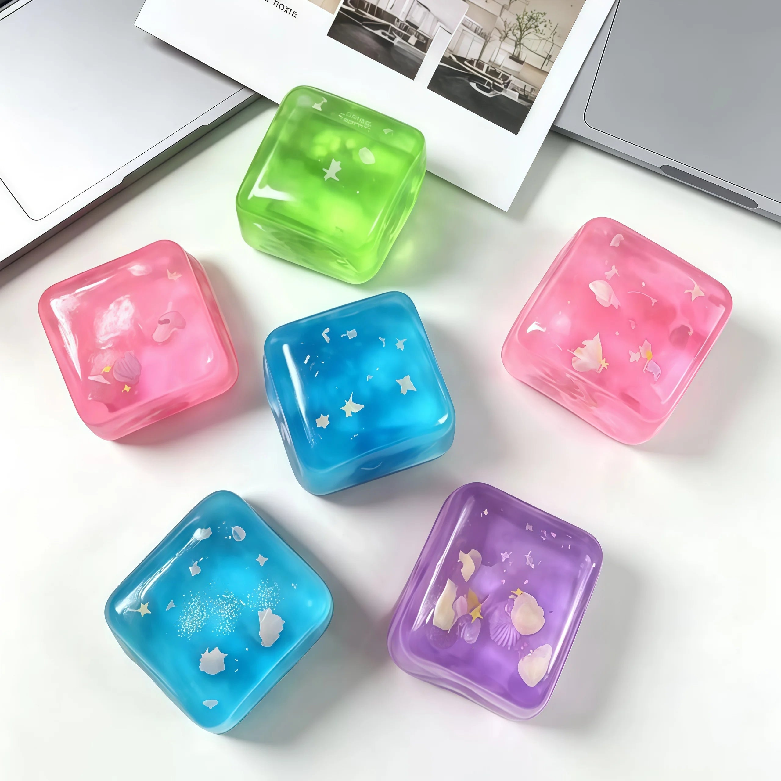 Ocean shell slow-rebound squishy water cube, calming sensory stress relief fidget toy