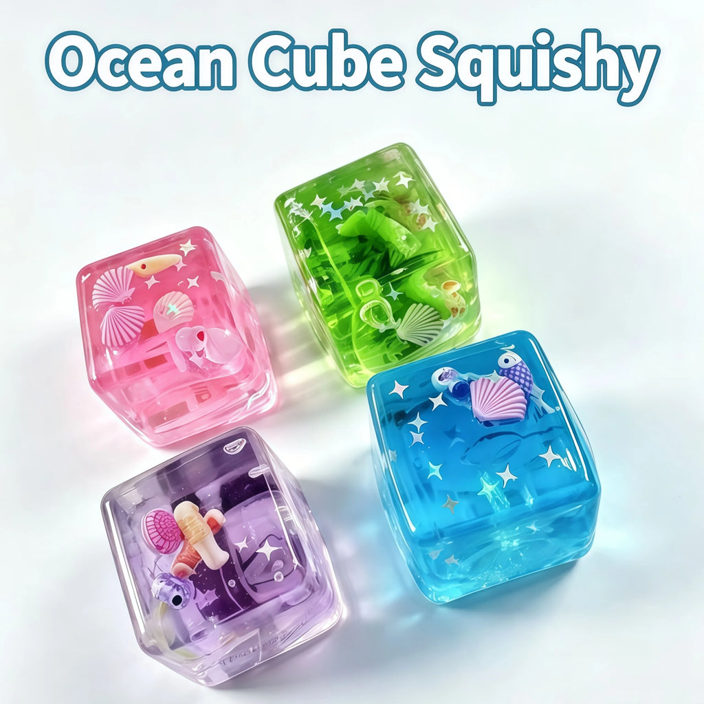 Ocean shell slow-rebound squishy water cube, calming sensory stress relief fidget toy