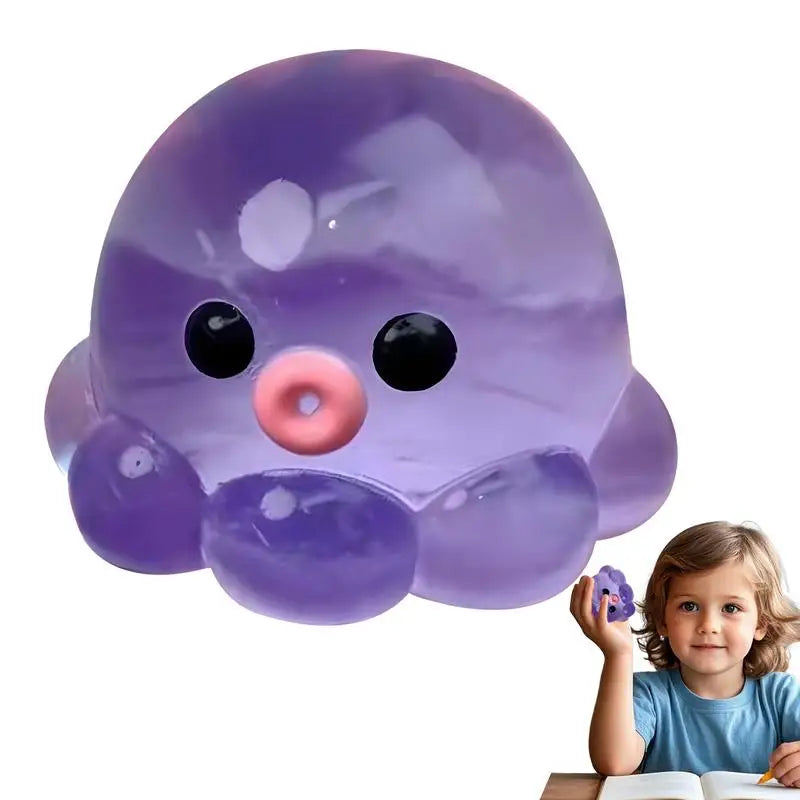 Squishy clear octopus squeeze fidget toy for stress relief, sensory pinch toy for kids and adults