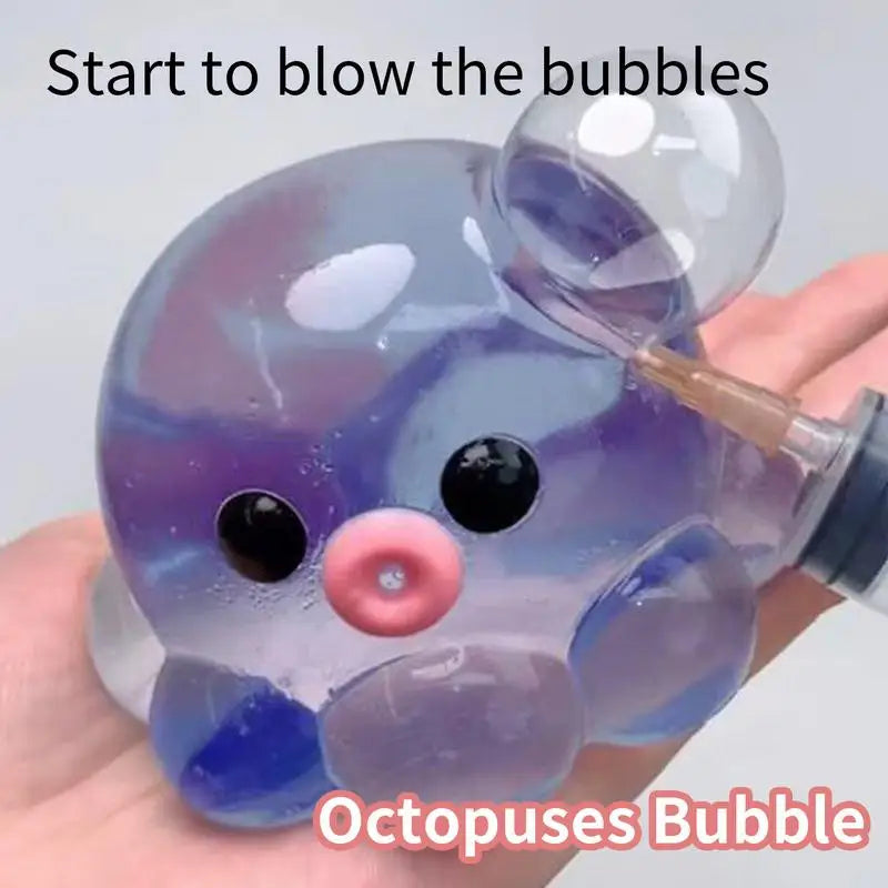 Squishy clear octopus squeeze fidget toy for stress relief, sensory pinch toy for kids and adults