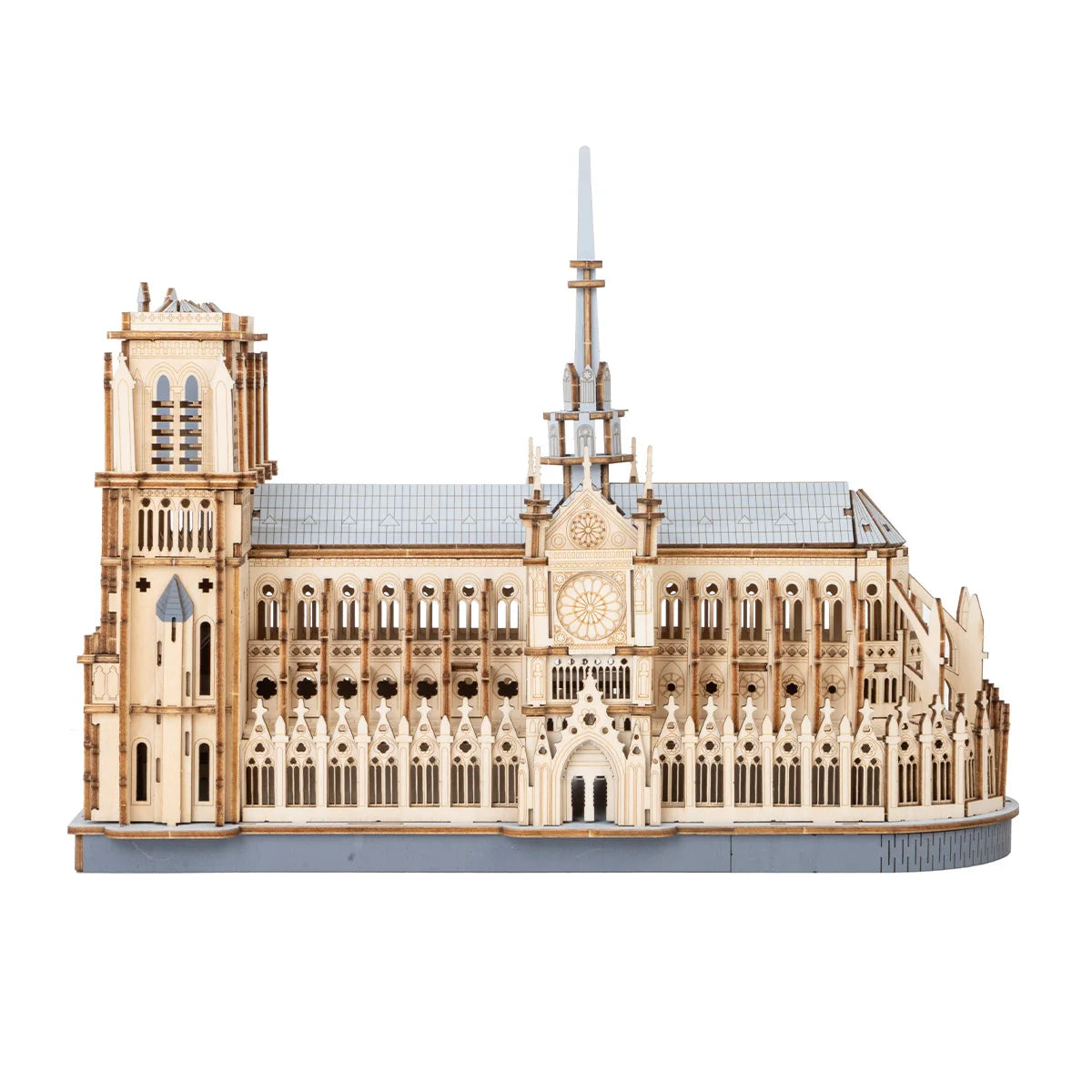 3D wooden Paris cathedral puzzle, laser-cut landmark model kit for adults
