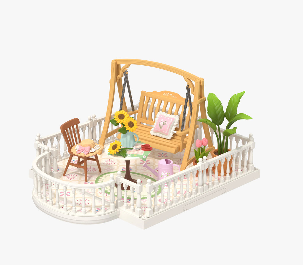 Pink bedroom miniature house DIY building kit, 1:24 scale model with furniture for display