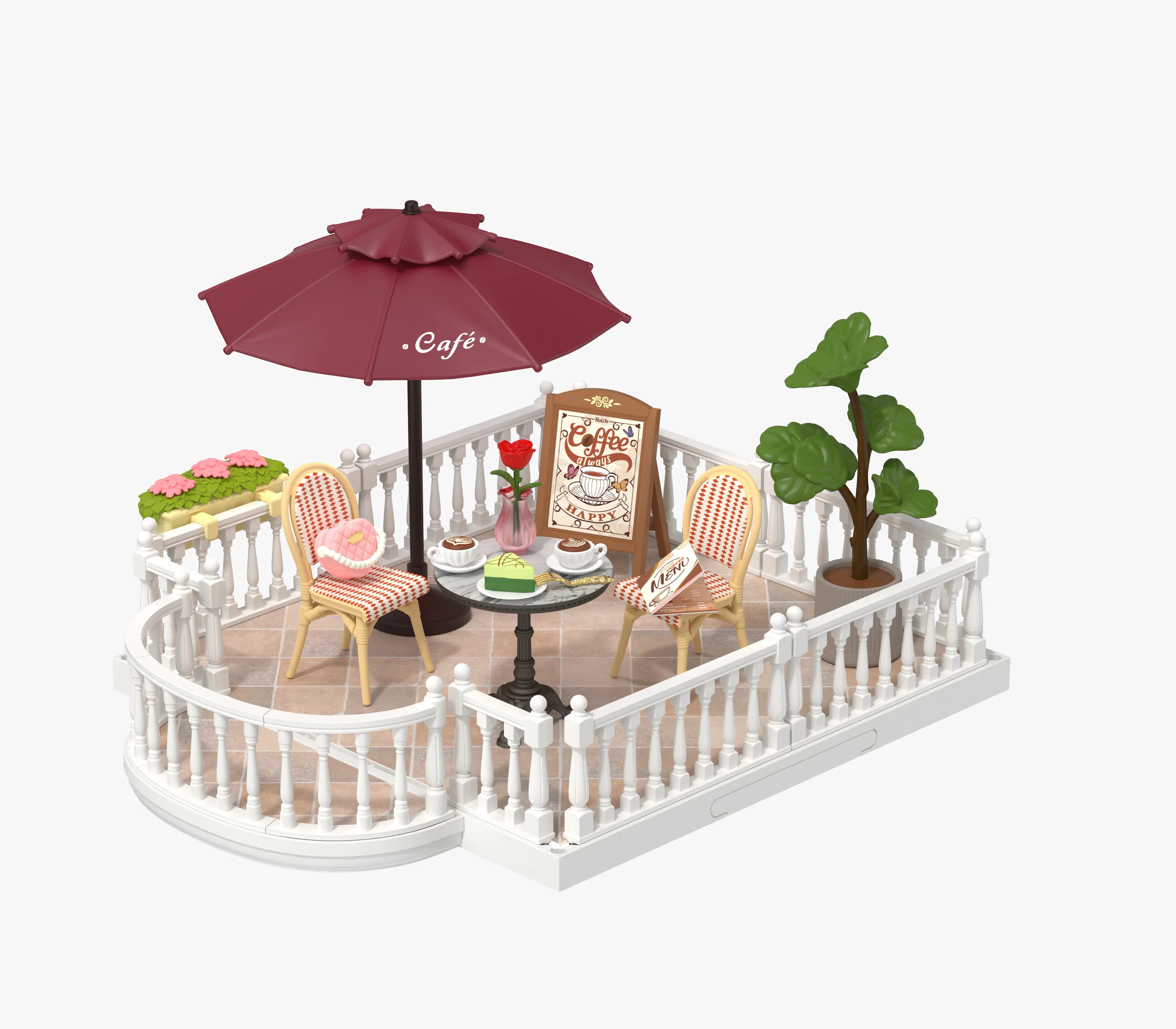 Pink bedroom miniature house DIY building kit, 1:24 scale model with furniture for display