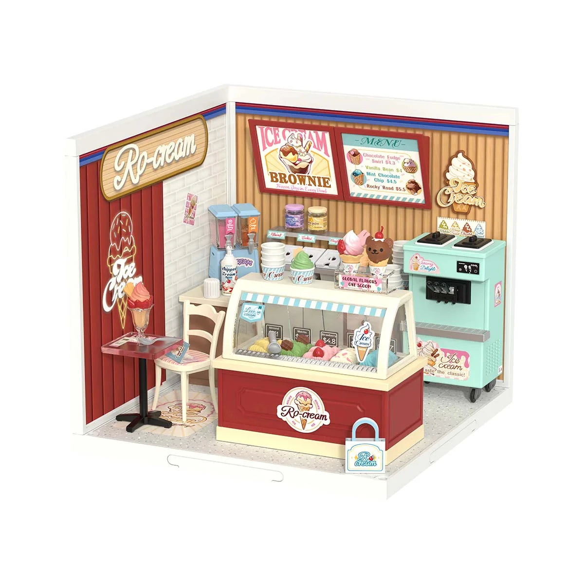 Pink bedroom miniature house DIY building kit, 1:24 scale model with furniture for display