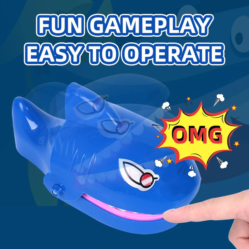 Pirate bucket prank game with swords and snapping shark, finger-biting party toy for kids