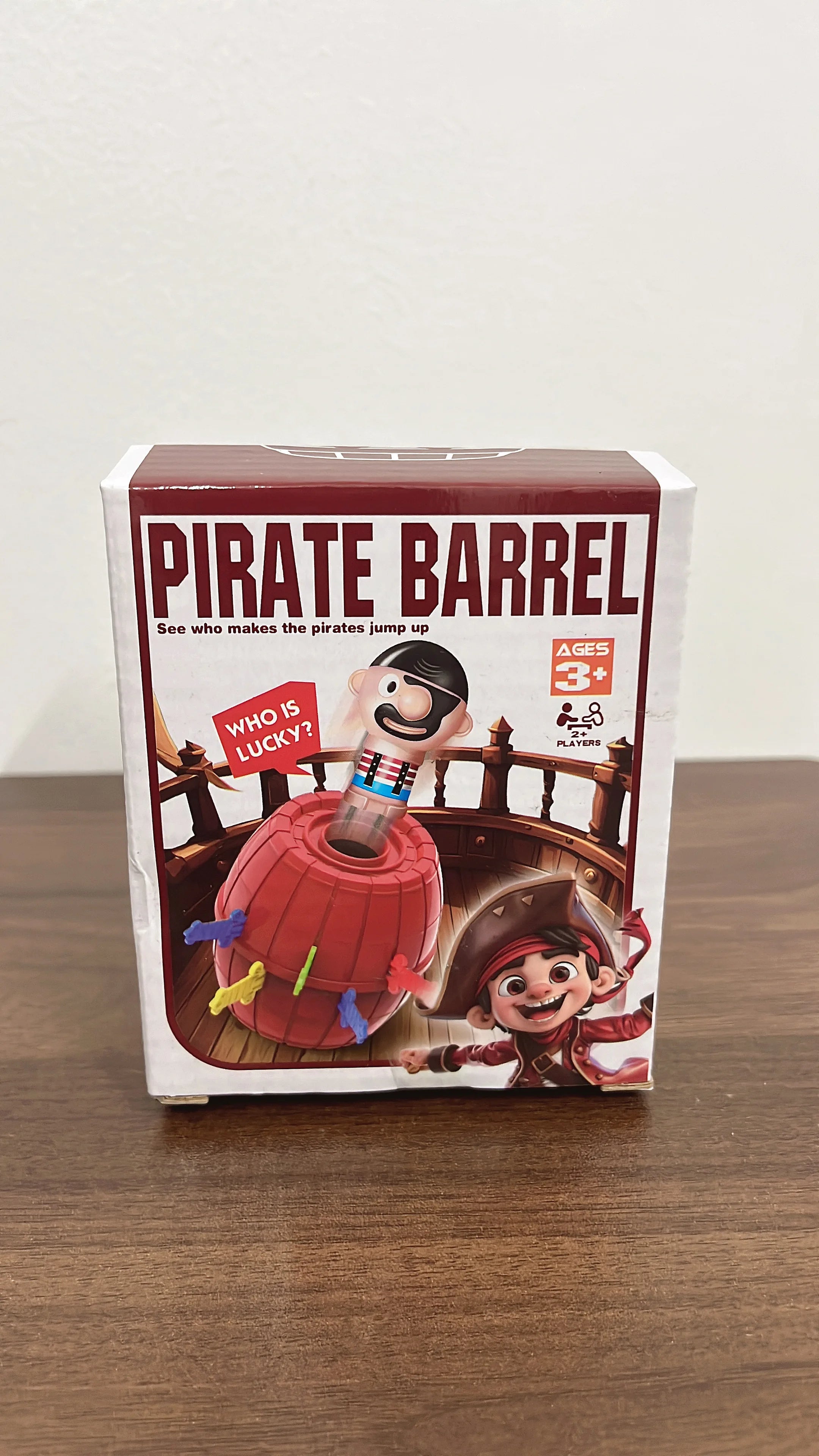 Pirate bucket prank game with swords and snapping shark, finger-biting party toy for kids