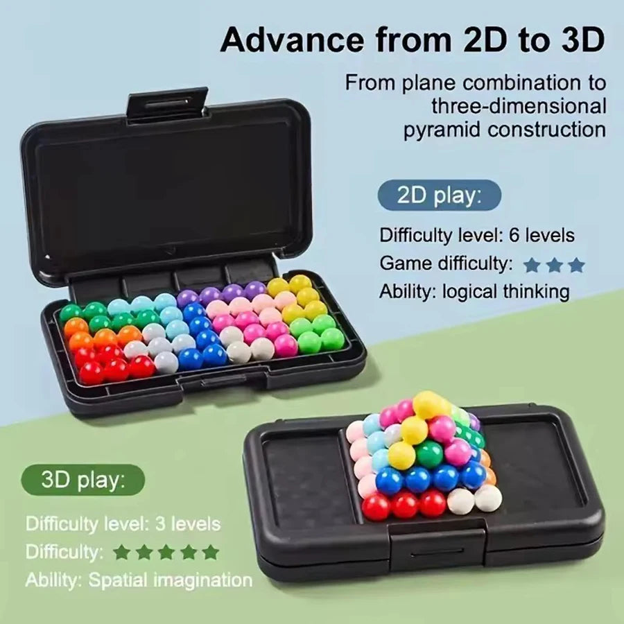 3D pyramid bead IQ logic puzzle board game brain teaser for kids