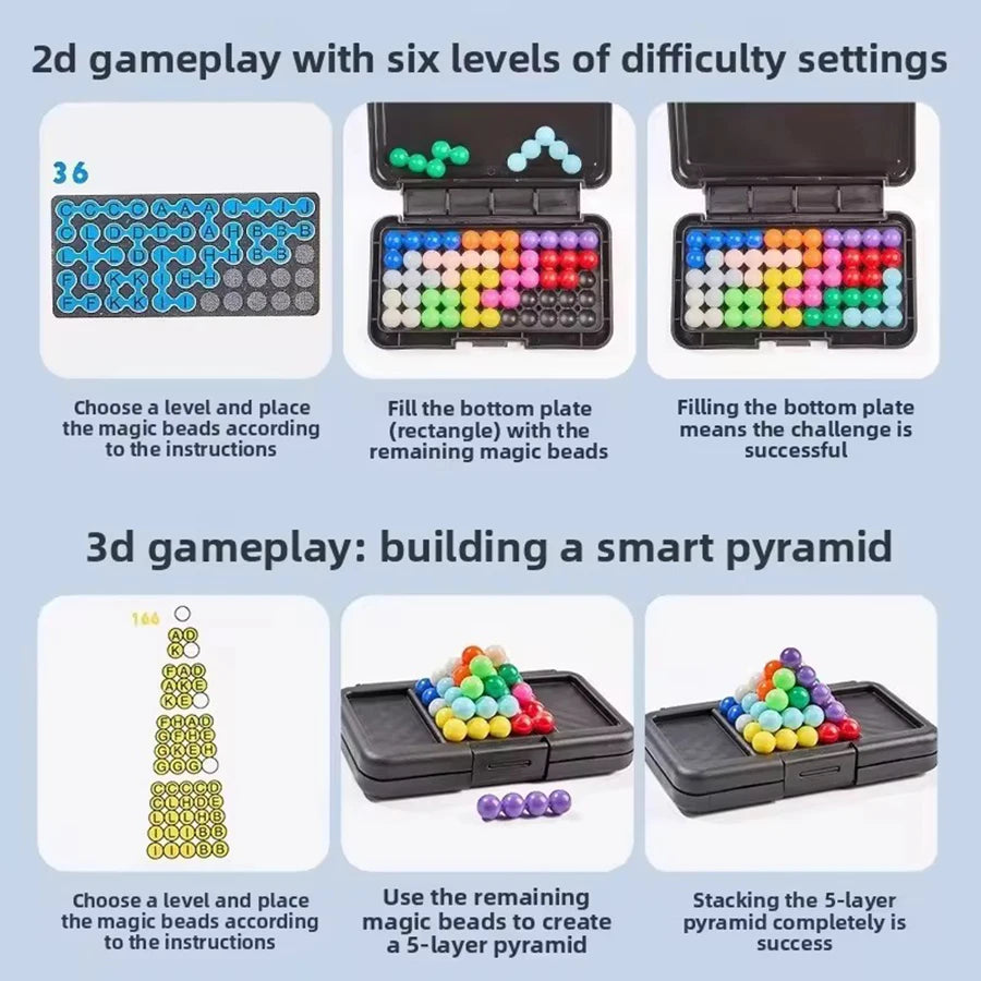 3D pyramid bead IQ logic puzzle board game brain teaser for kids