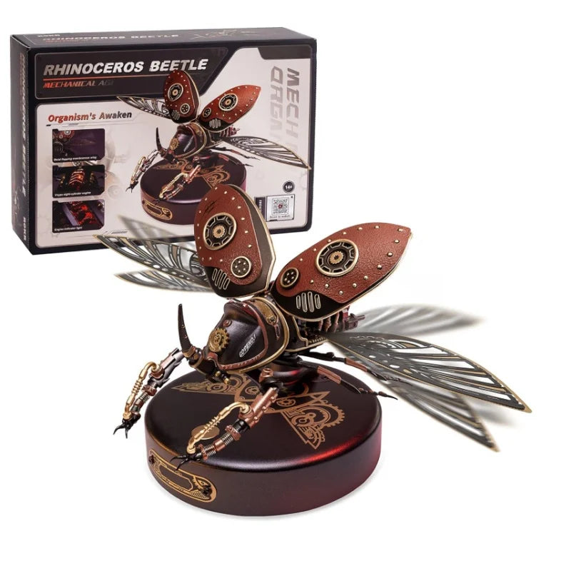 3D metal rhinoceros beetle puzzle, mechanical DIY model building kit