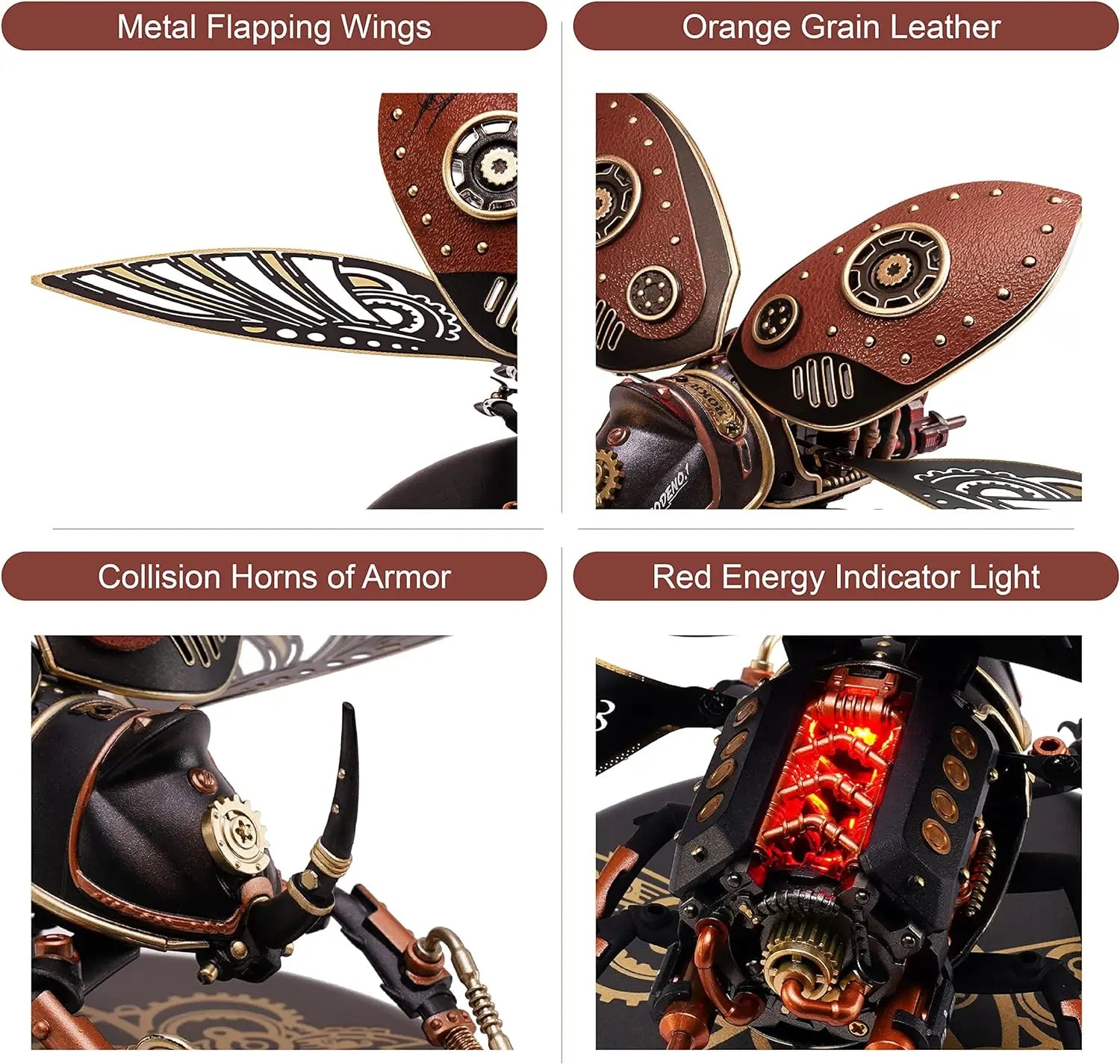 3D metal rhinoceros beetle puzzle, mechanical DIY model building kit