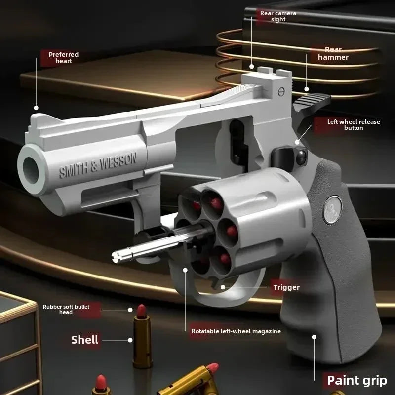 Soft dart blaster toy with rotating launcher and darts for battle games